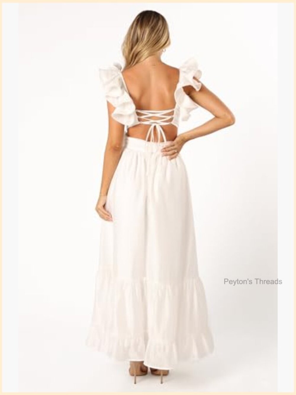 Midi Dress with Ruffle Flower Detailing Deep V Neck - Picture 4 of 7